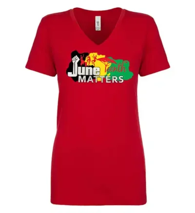 Juneteenth Matters V-Neck Cotton T-shirt - Image 2