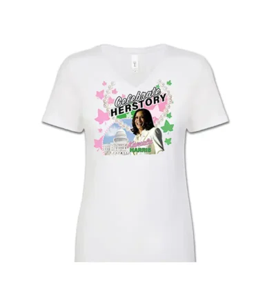 Celebrate HERstory: Kamala Harris - V-Neck T-shirt - Image 3